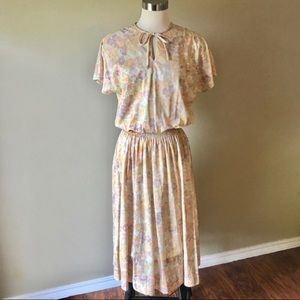 Vintage Union Made Floral Midi Dress Jacket Set